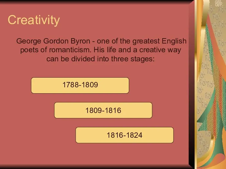 Creativity George Gordon Byron - one of the greatest English poets