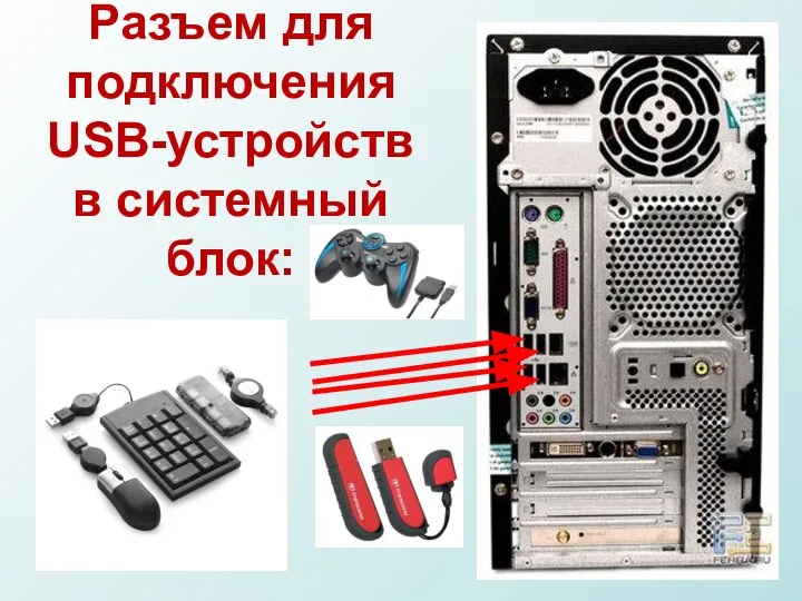 Разъем для подключения USB-устройств в системный блок: