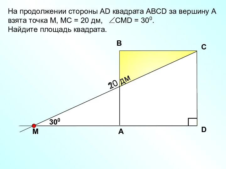 На продолжении стороны АD квадрата АBCD за вершину А взята точка