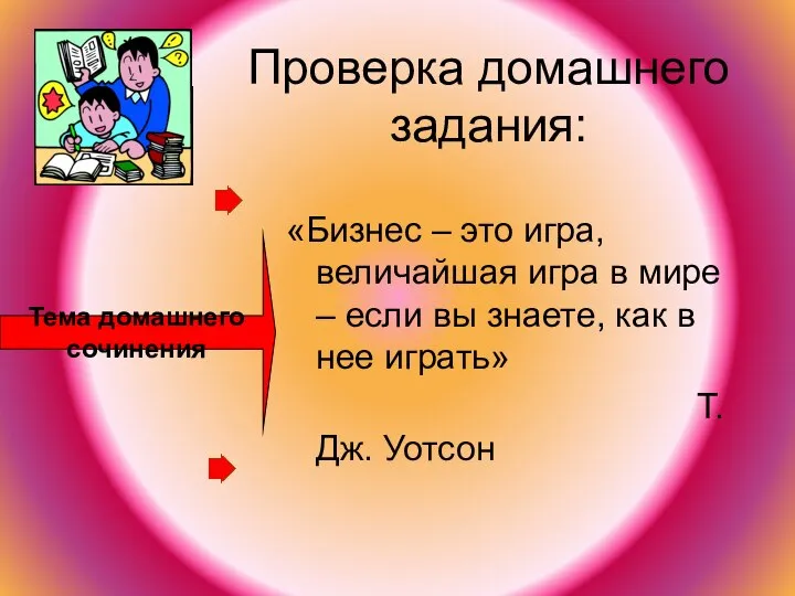 Проверка домашнего задания: «Бизнес – это игра, величайшая игра в мире