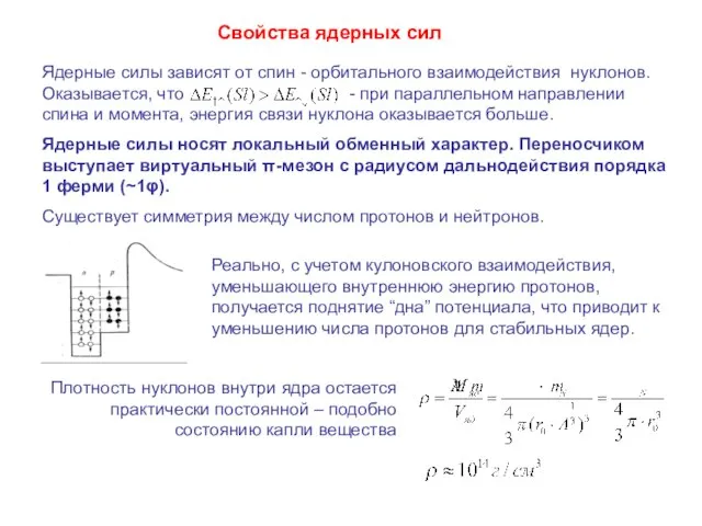 Ядерные силы зависят от спин - орбитального взаимодействия нуклонов. Оказывается, что