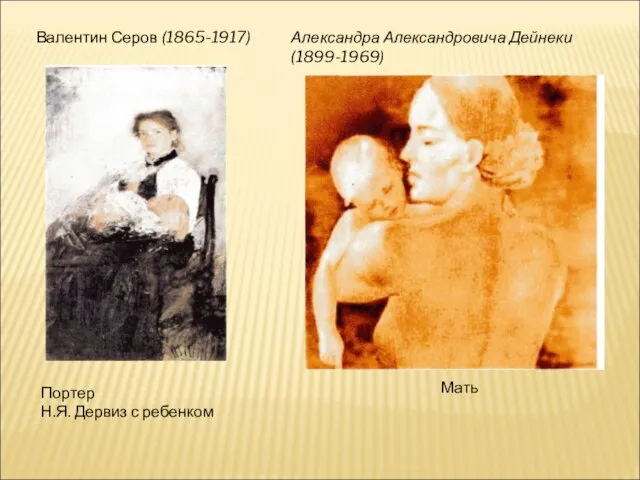 Валентин Серов (1865-1917) Портер Н.Я. Дервиз с ребенком Александра Александровича Дейнеки (1899-1969) Мать