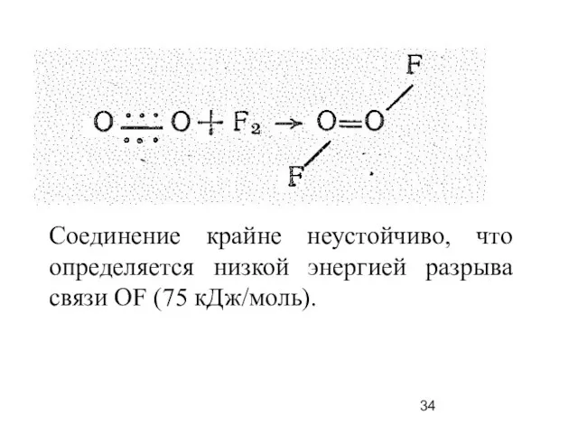 Соединение крайне неустойчиво, что определяется низкой энергией разрыва связи ОF (75 кДж/моль).