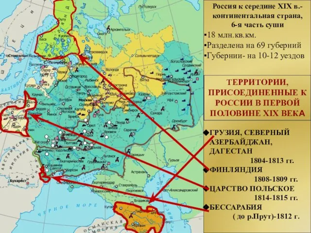 ТЕРРИТОРИИ, ПРИСОЕДИНЕННЫЕ К РОССИИ В ПЕРВОЙ ПОЛОВИНЕ XIX ВЕКА ГРУЗИЯ, СЕВЕРНЫЙ