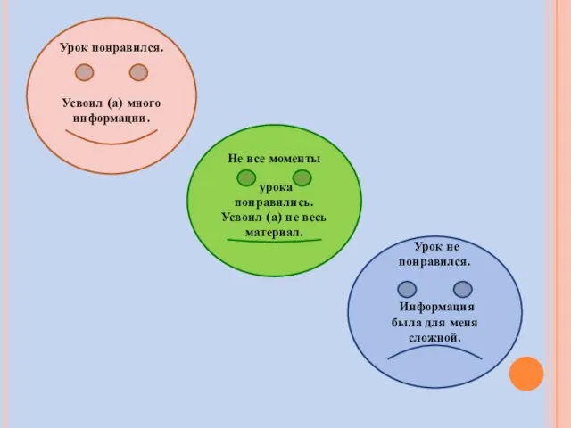 Урок понравился. Усвоил (а) много информации. Не все моменты урока понравились.