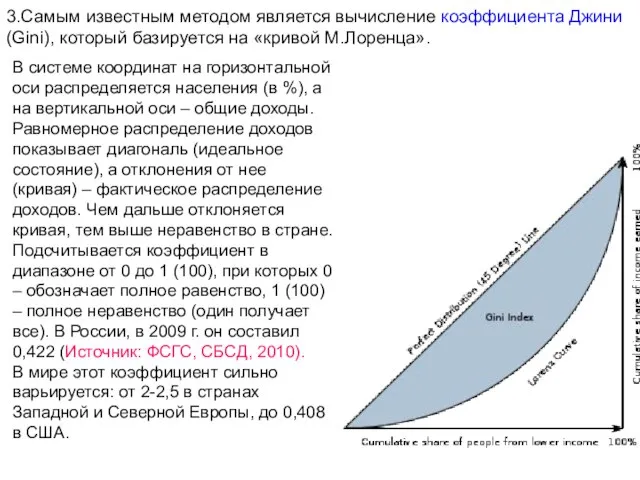 3.Самым известным методом является вычисление коэффициента Джини (Gini), который базируется на