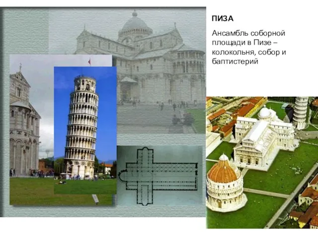 ПИЗА Ансамбль соборной площади в Пизе – колокольня, собор и баптистерий