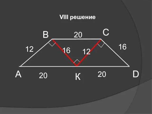 VIII решение А В С D К 12 16 20 16 12 20 20