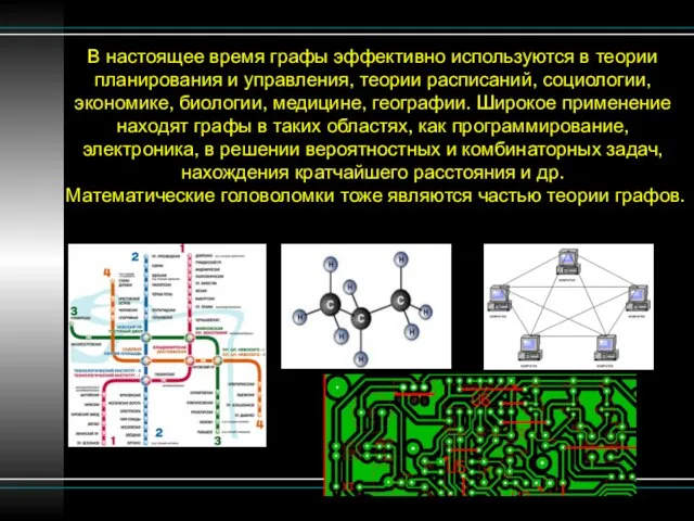 В настоящее время графы эффективно используются в теории планирования и управления,