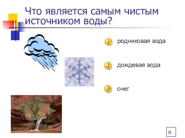 Что является самым чистым источником воды? родниковая вода дождевая вода снег