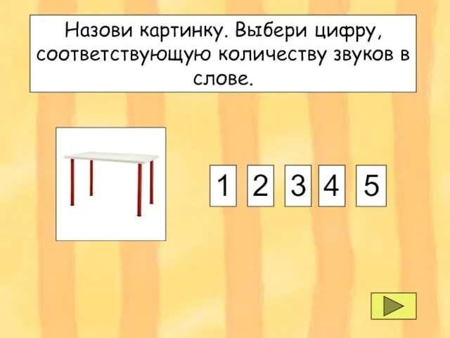 Назови картинку. Выбери цифру, соответствующую количеству звуков в слове. Назови картинку.