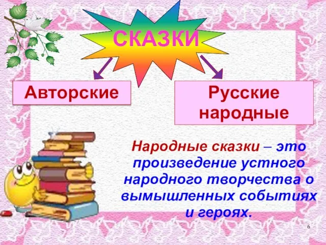СКАЗКИ Авторские Русские народные Народные сказки – это произведение устного народного