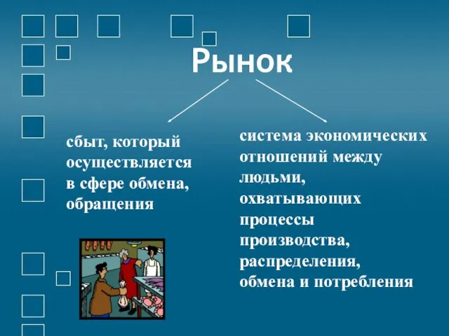 Рынок сбыт, который осуществляется в сфере обмена, обращения система экономических отношений