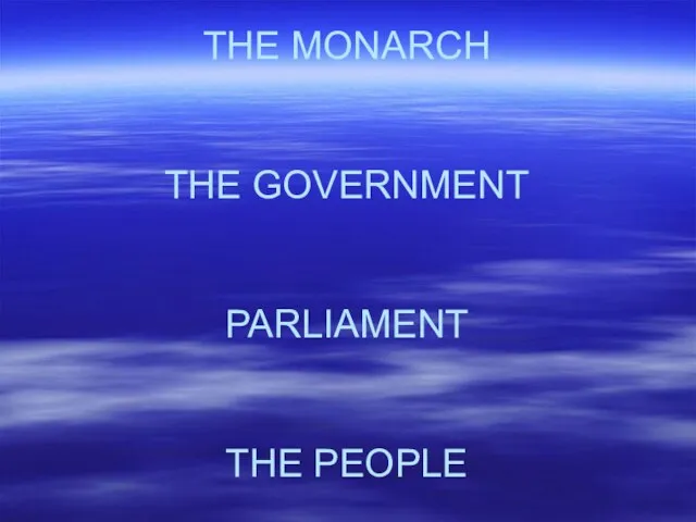 THE MONARCH THE GOVERNMENT PARLIAMENT THE PEOPLE