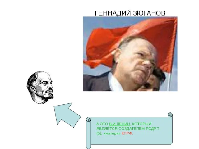 А ЭТО В.И.ЛЕНИН, КОТОРЫЙ ЯВЛЯЕТСЯ СОЗДАТЕЛЕМ РСДРП (б), «матери» КПРФ. ГЕННАДИЙ ЗЮГАНОВ