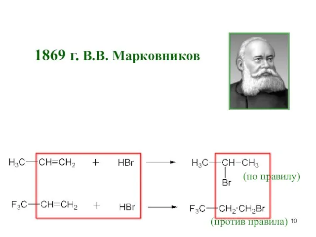 1869 г. В.В. Марковников (по правилу) (против правила)