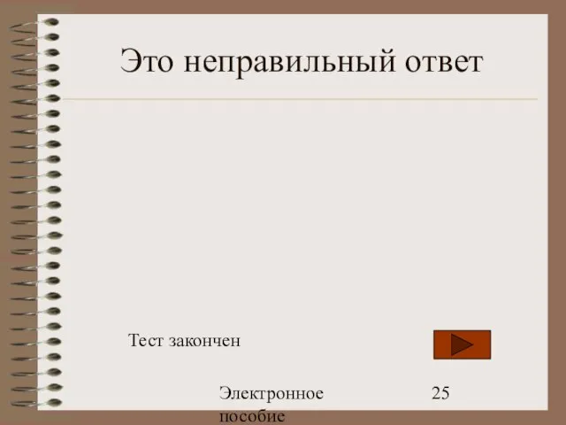 Электронное пособие Это неправильный ответ Тест закончен