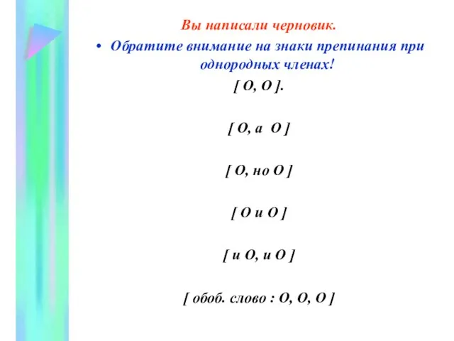 Вы написали черновик. Обратите внимание на знаки препинания при однородных членах!