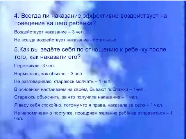 4. Всегда ли наказание эффективно воздействует на поведение вашего ребёнка? Воздействует