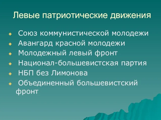 Левые патриотические движения Союз коммунистической молодежи Авангард красной молодежи Молодежный левый