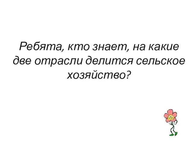 Ребята, кто знает, на какие две отрасли делится сельское хозяйство?