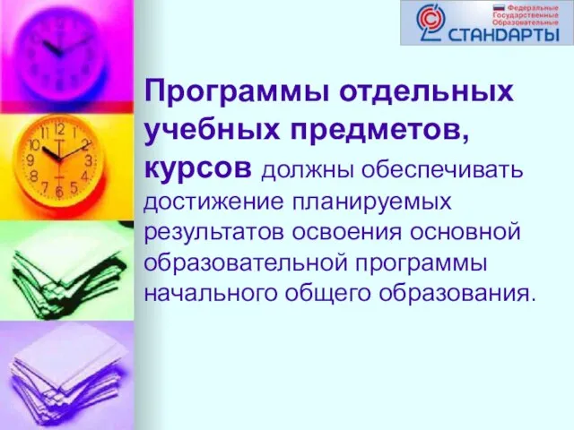 Программы отдельных учебных предметов, курсов должны обеспечивать достижение планируемых результатов освоения