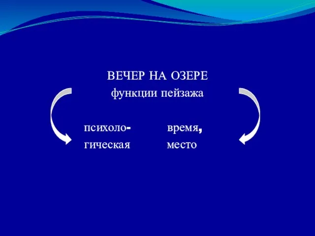 ВЕЧЕР НА ОЗЕРЕ функции пейзажа психоло- время, гическая место