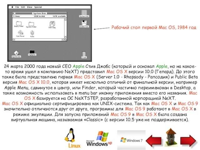 Рабочий стол первой Mac OS, 1984 год 24 марта 2000 года