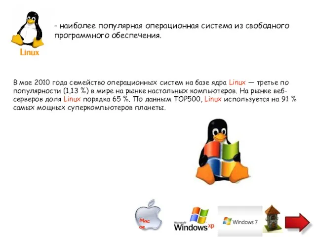 - наиболее популярная операционная система из свободного программного обеспечения. В мае