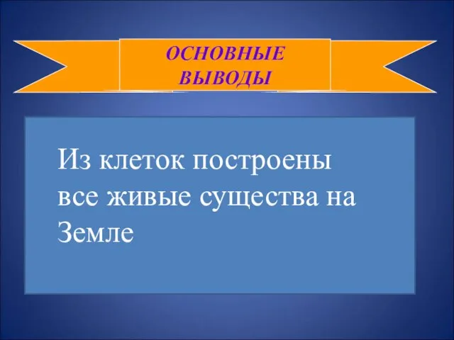 ОСНОВНЫЕ ВЫВОДЫ Из клеток построены все живые существа на Земле