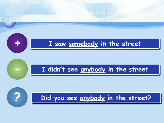 + I saw somebody in the street - I didn’t see