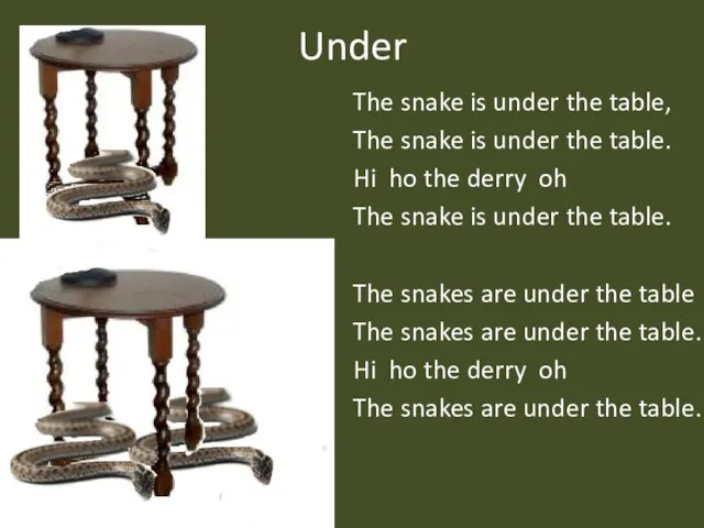 Under The snake is under the table, The snake is under