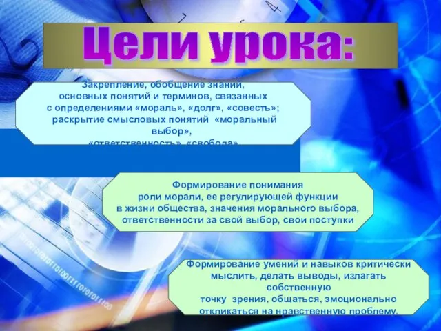 Цели урока: Закрепление, обобщение знаний, основных понятий и терминов, связанных с