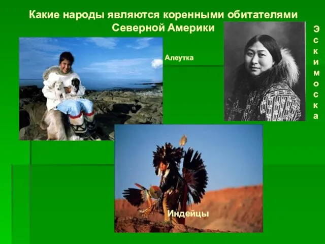 Какие народы являются коренными обитателями Северной Америки Эскимоска Алеутка Индейцы