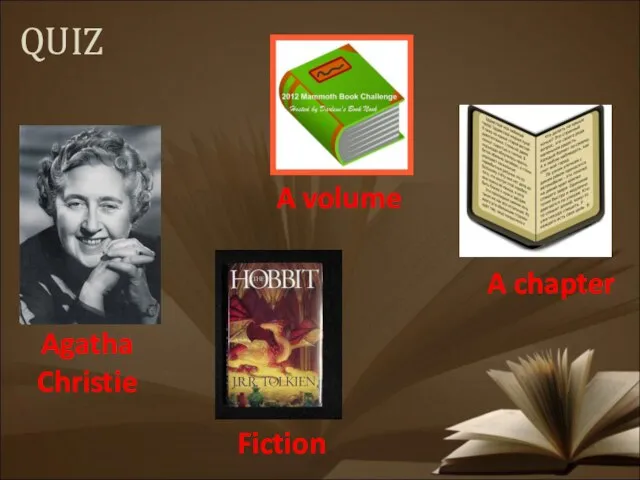 QUIZ Agatha Christie A chapter Fiction A volume