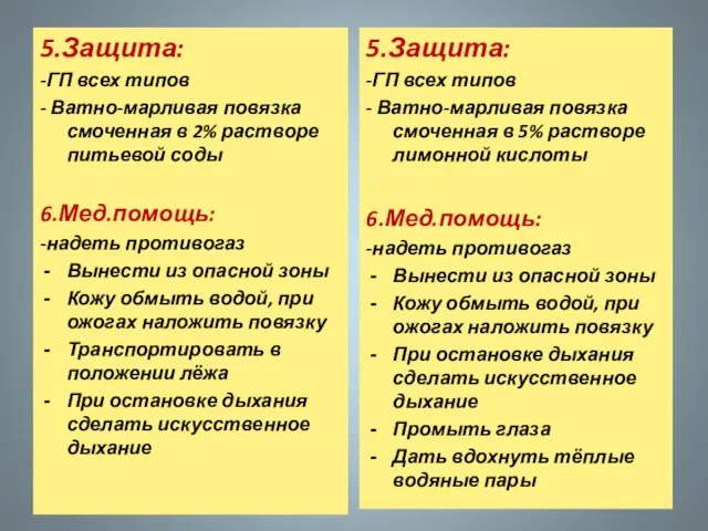 5.Защита: -ГП всех типов - Ватно-марливая повязка смоченная в 2% растворе