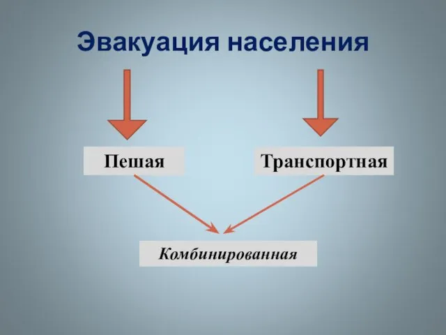 Эвакуация населения Пешая Транспортная Комбинированная