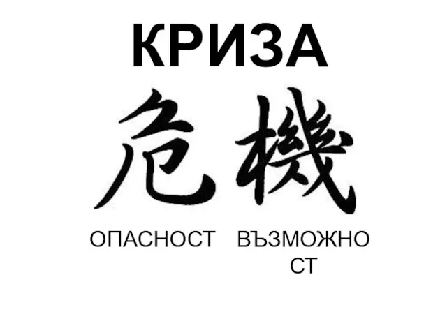 КРИЗА ОПАСНОСТ ВЪЗМОЖНОСТ