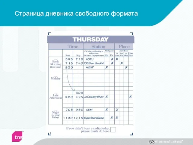 Страница дневника свободного формата