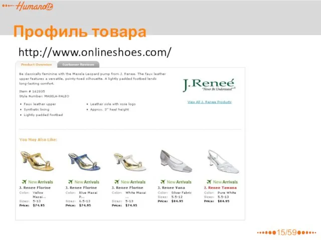 Профиль товара http://www.onlineshoes.com/ 15/59