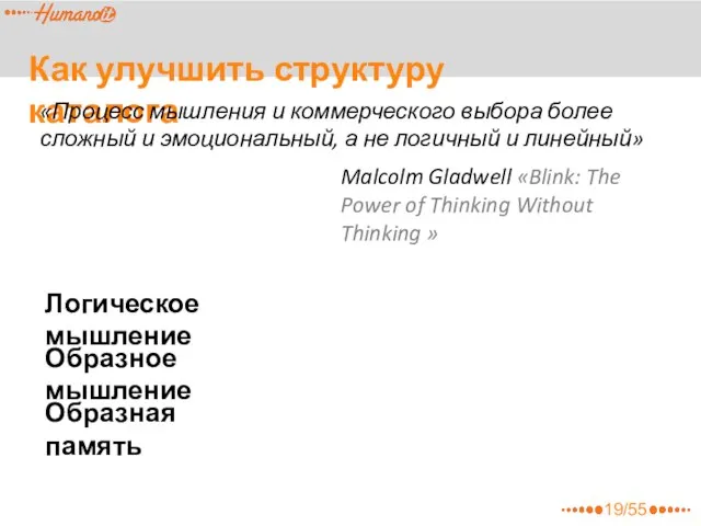 Как улучшить структуру каталога Логическое мышление «Процесс мышления и коммерческого выбора