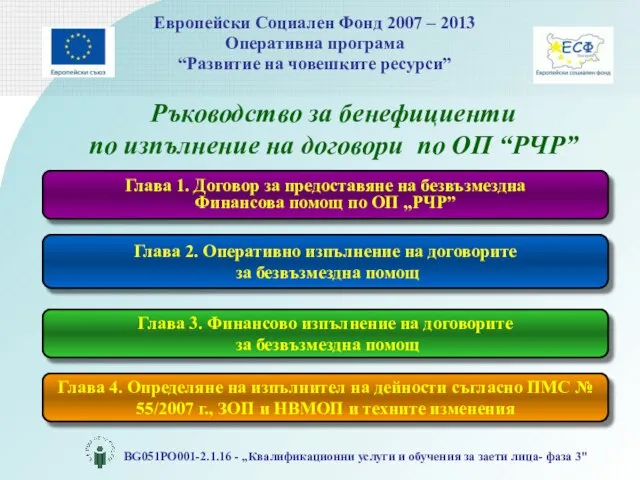 Ръководство за бенефициенти по изпълнение на договори по ОП “РЧР” Глава