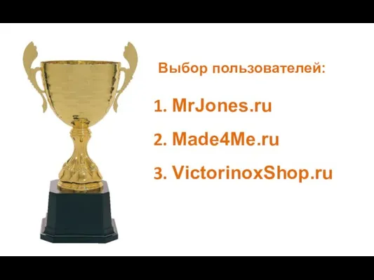 Выбор пользователей: MrJones.ru Made4Me.ru VictorinoxShop.ru
