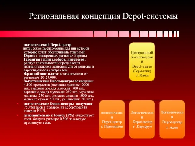 Региональная концепция Depot-системы логистический Depot-центр интересное предложение для инвесторов которые хотят