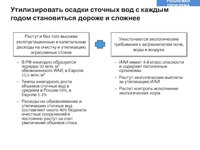 Утилизировать осадки сточных вод с каждым годом становиться дороже и сложнее