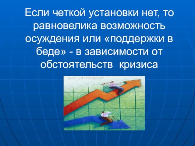 Если четкой установки нет, то равновелика возможность осуждения или «поддержки в