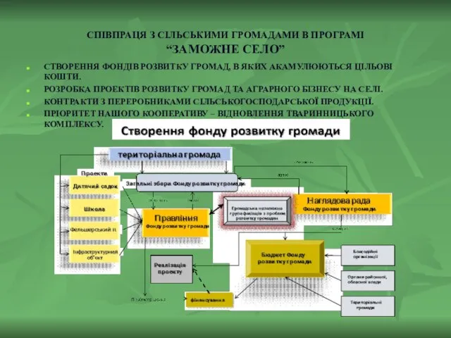 СПІВПРАЦЯ З СІЛЬСЬКИМИ ГРОМАДАМИ В ПРОГРАМІ “ЗАМОЖНЕ СЕЛО” СТВОРЕННЯ ФОНДІВ РОЗВИТКУ