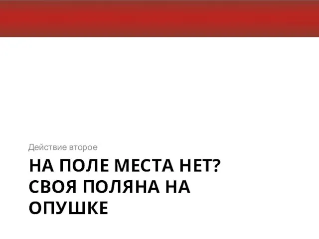 НА ПОЛЕ МЕСТА НЕТ? СВОЯ ПОЛЯНА НА ОПУШКЕ Действие второе