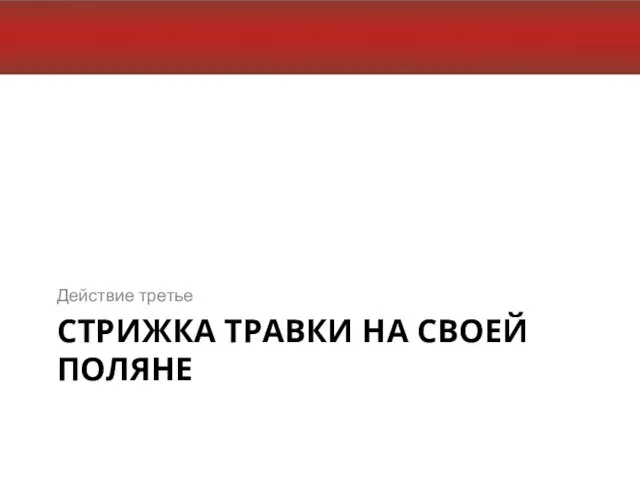 СТРИЖКА ТРАВКИ НА СВОЕЙ ПОЛЯНЕ Действие третье