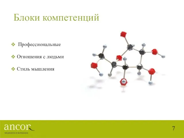 Блоки компетенций Профессиональные Отношения с людьми Стиль мышления